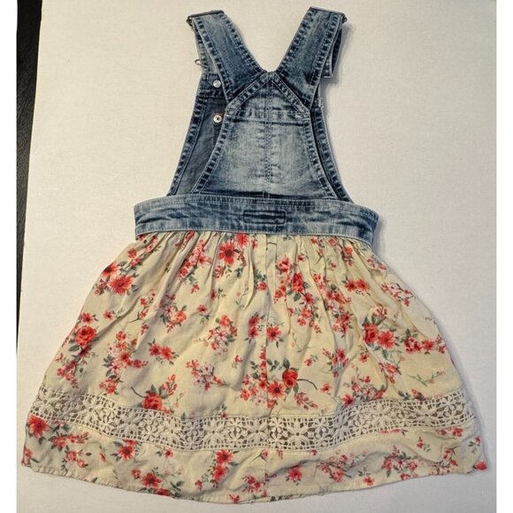 Jordache Acid Wash Denim Floral Jumper Lace Pink Flowers Vintage Size 4 5 XS - Picture 8 of 11